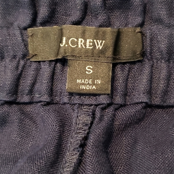 J. Crew Navy Blue Side Stripe Linen Drawstring Wide Leg Pants S - Picture 11 of 11